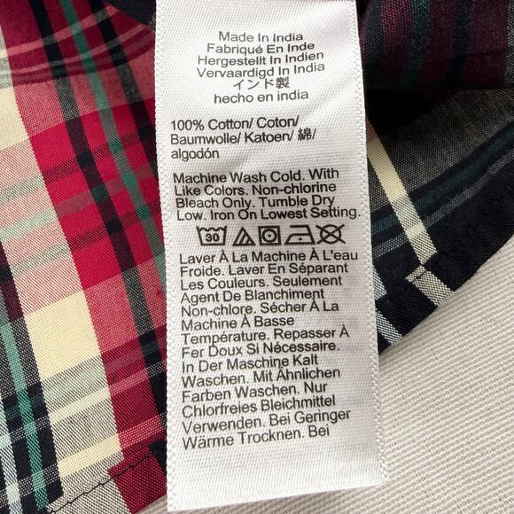 J Crew Cropped Tartan Plaid Button Down Shirt Women's Medium Black Red - Picture 13 of 15